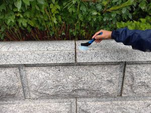 墓石の隙間のブラッシング
